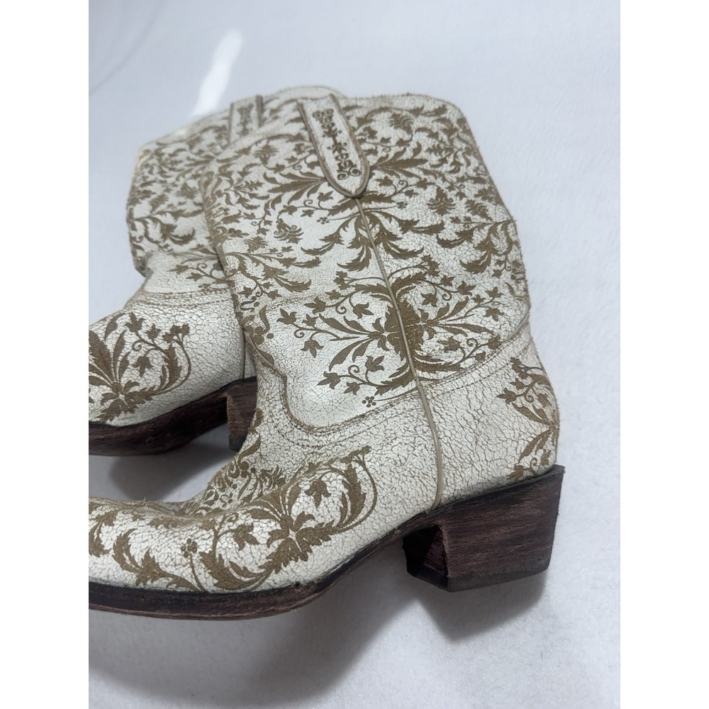 Leather Pointed Womens Cowgirl Boots Sz 10 Floral Western Boho EUC